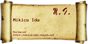 Mikics Ida névjegykártya